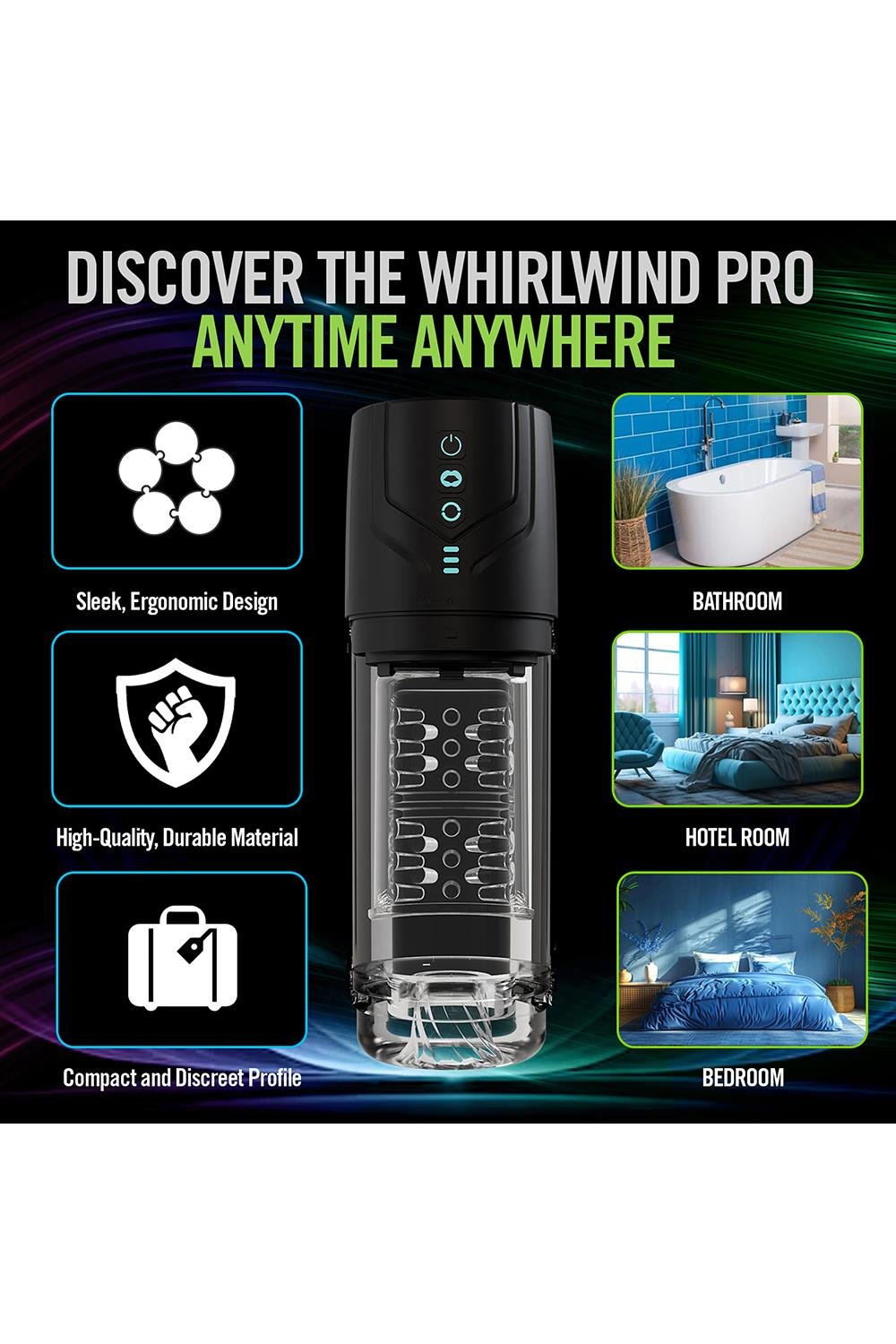 Masturbateur automatique avec rotation et succion (Whirlwind Pro)