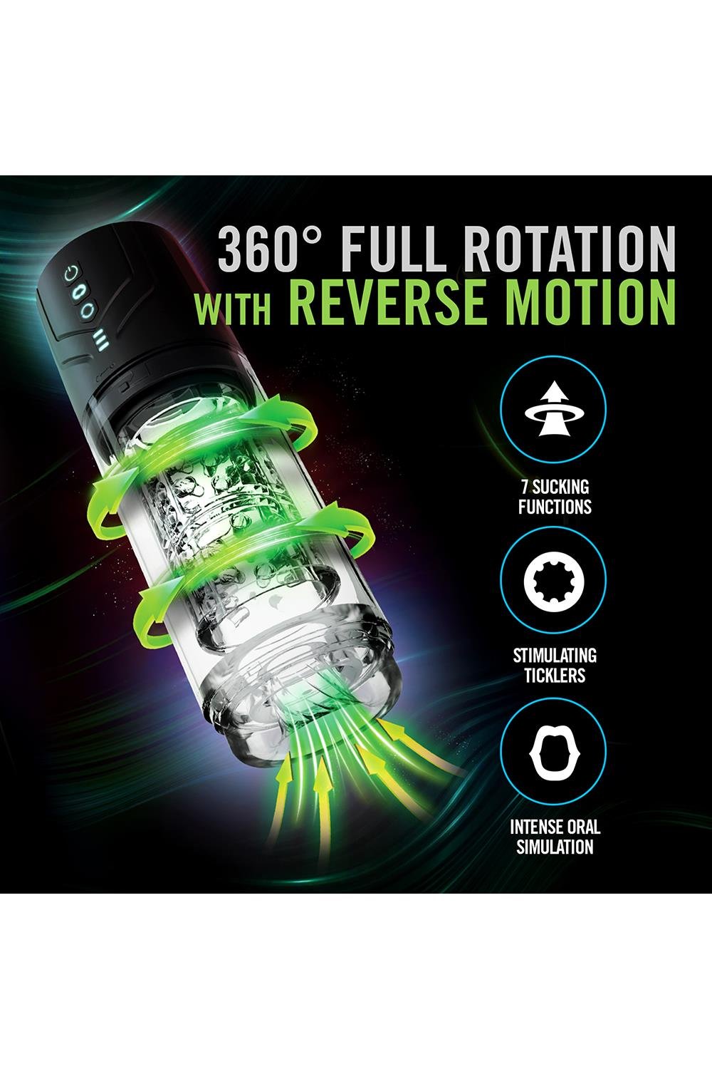 Masturbateur automatique avec rotation et succion (Whirlwind Pro)