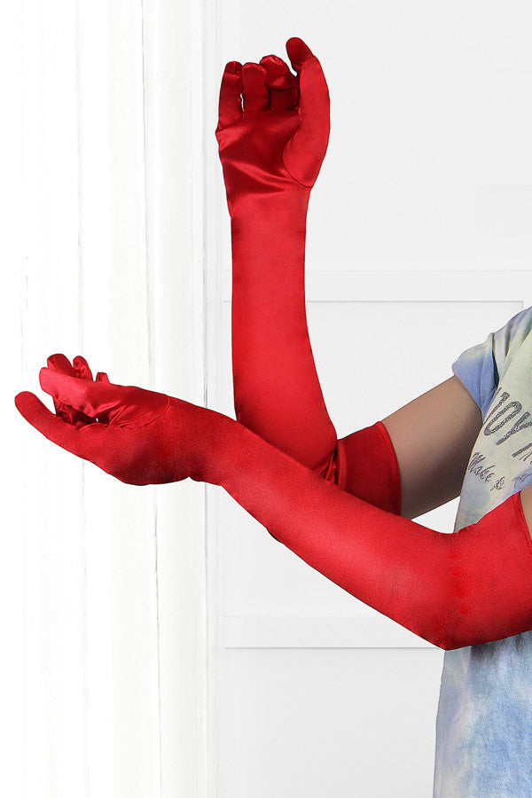 Gants longs rouge ou noir satin
