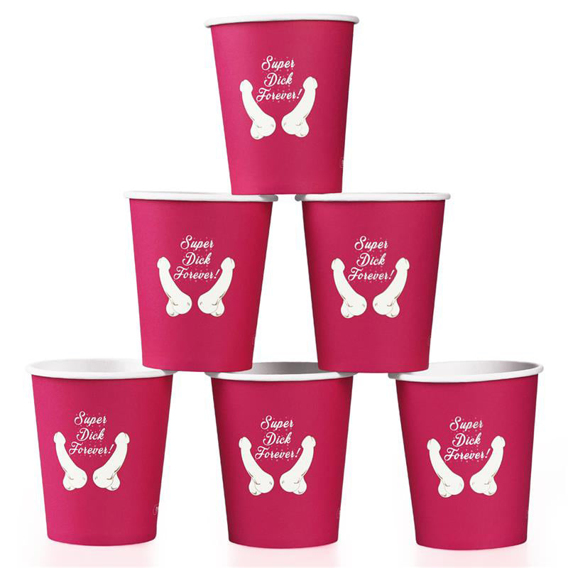 Gobelets roses avec dessins de pénis
