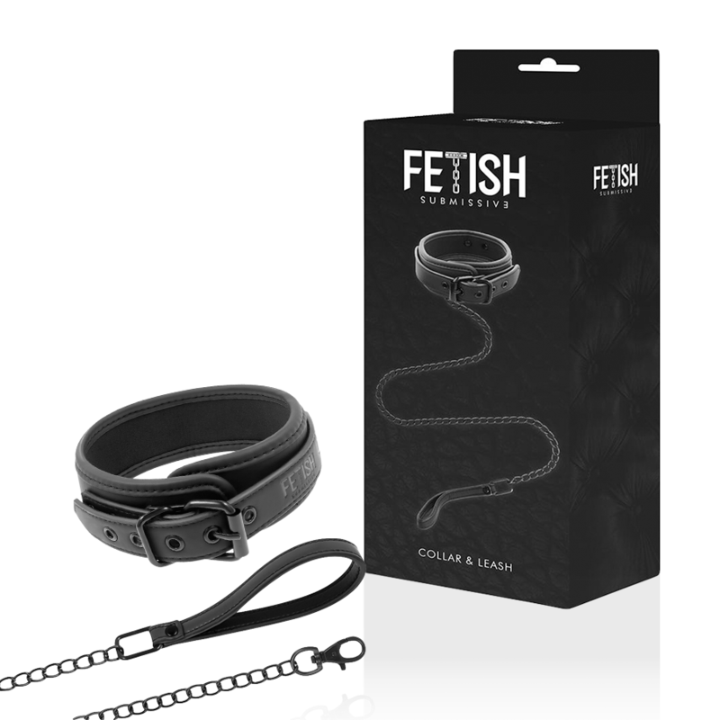 Collier et laisse en cuir végan