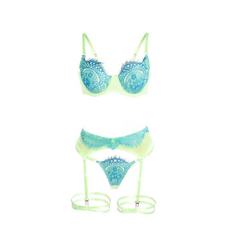 Ensemble soutien-gorge avec lignes dentelle et jarretelle