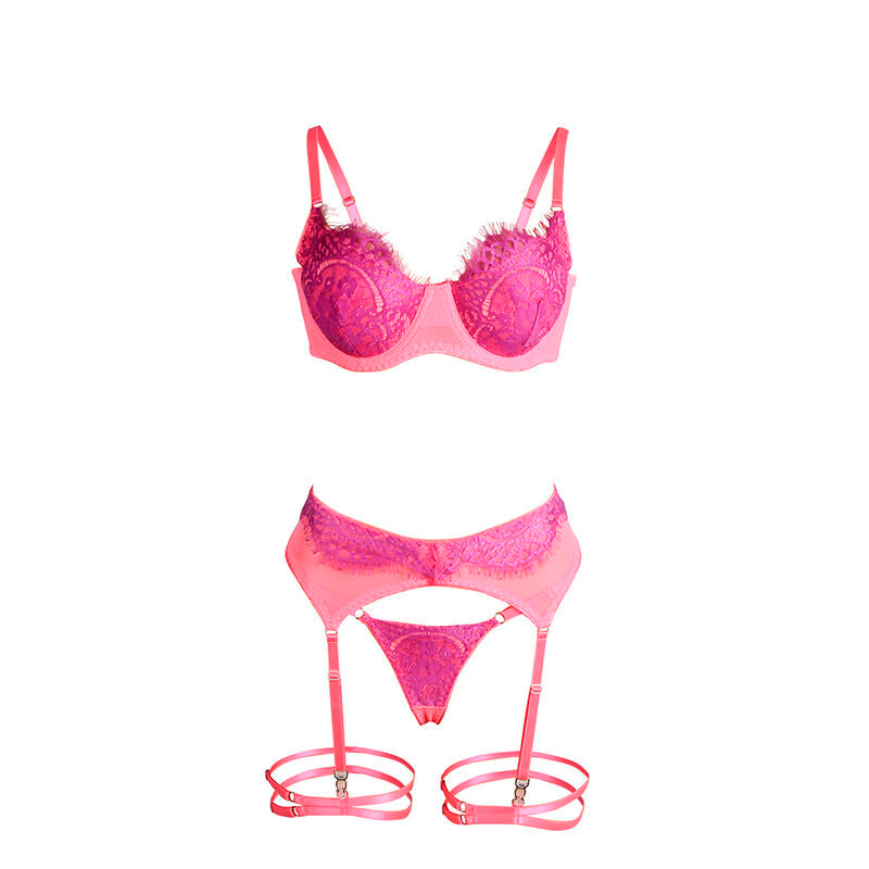 Ensemble soutien-gorge avec lignes dentelle et jarretelle