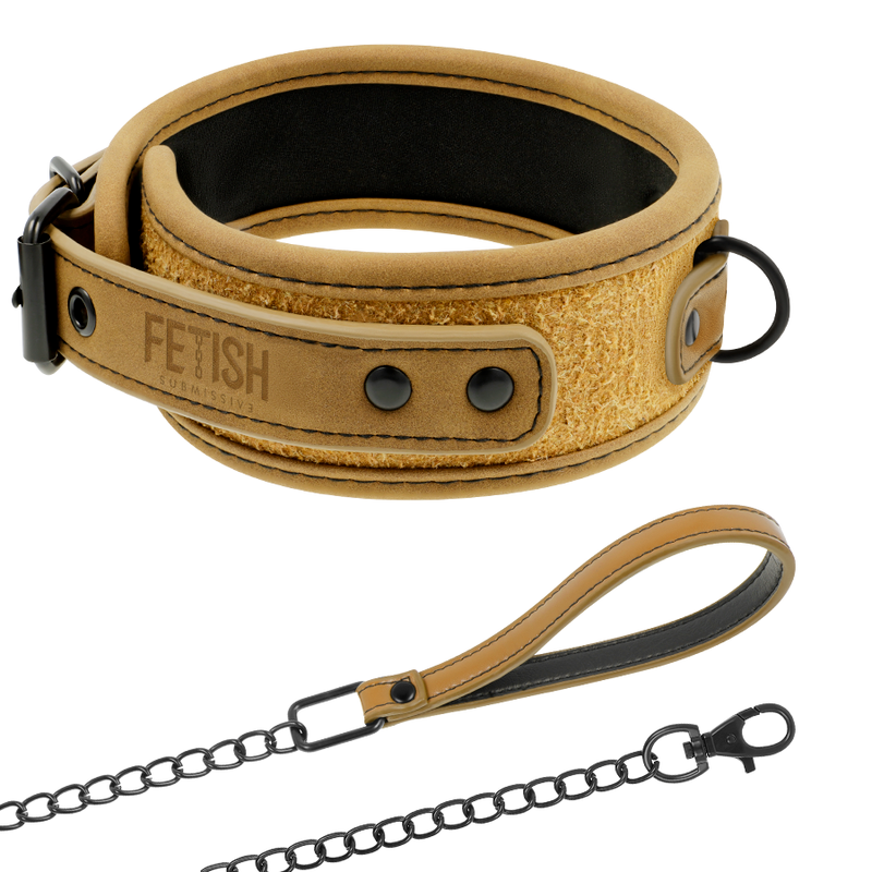 Collier et laisse en cuir végan
