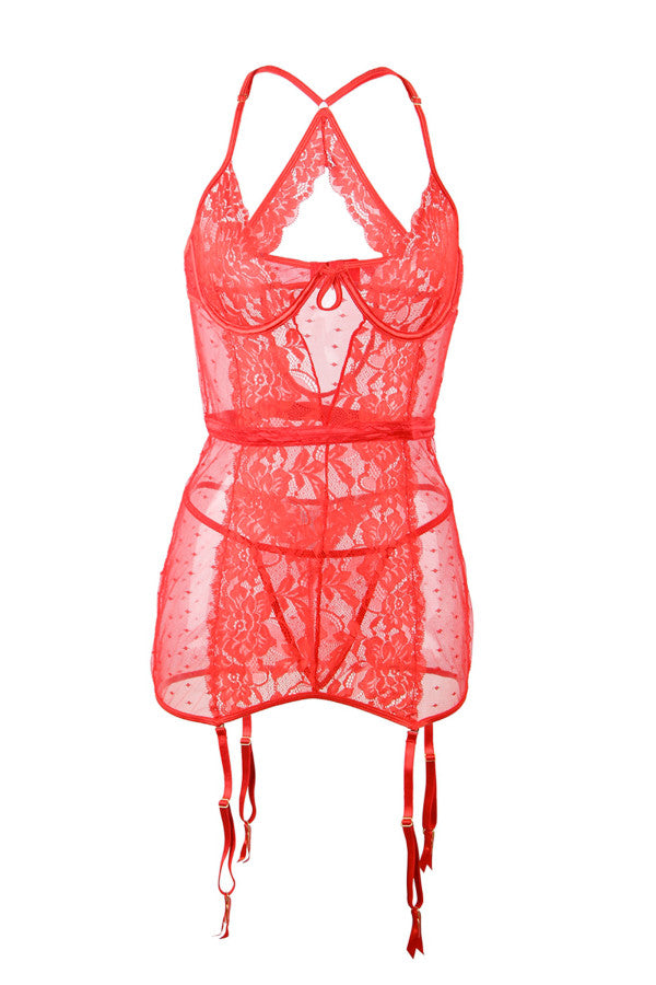Nuisette avec porte-jarretelle et string