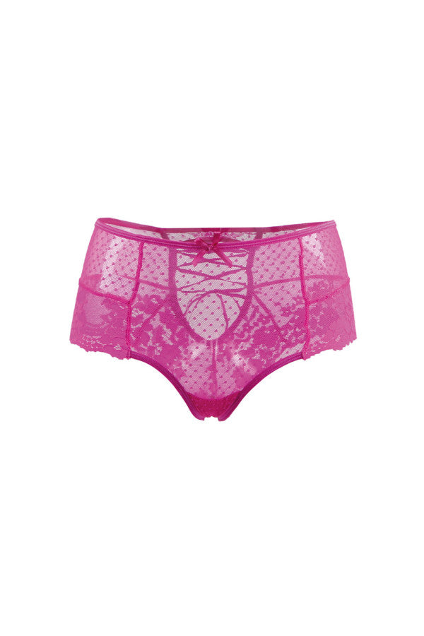 Tanga rose taille haute