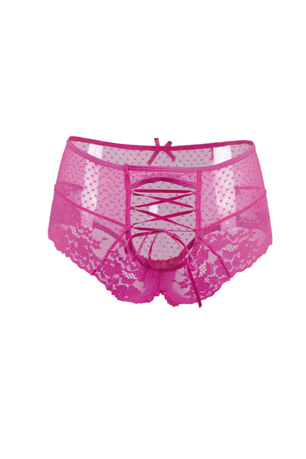 Tanga rose taille haute