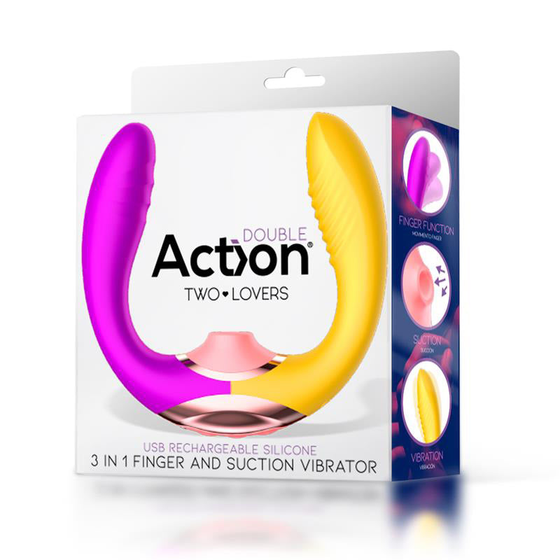 Sextoys pour deux rose et jaune avec vibrations et sussion - Sweet Fantasy Toulon