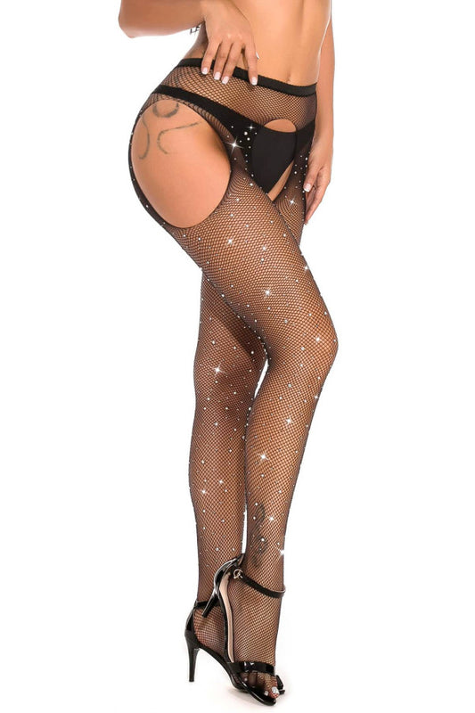 Collants résilles avec strass