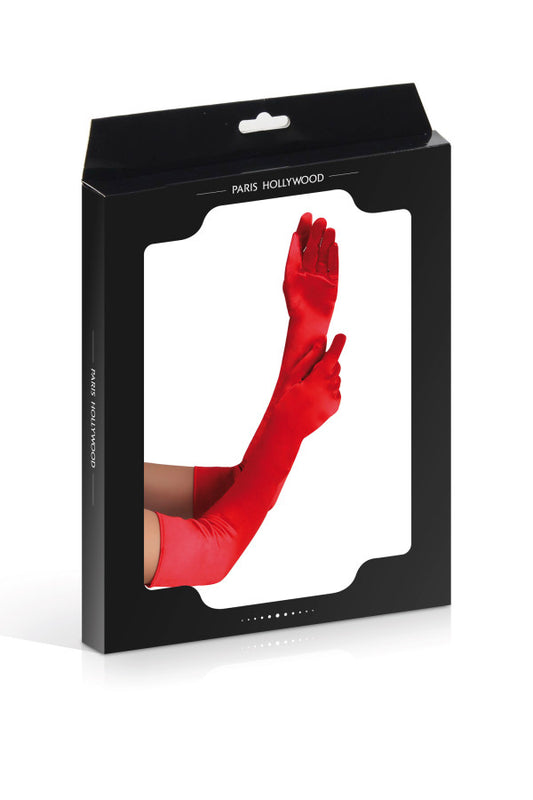 Gants longs rouge ou noir  satin