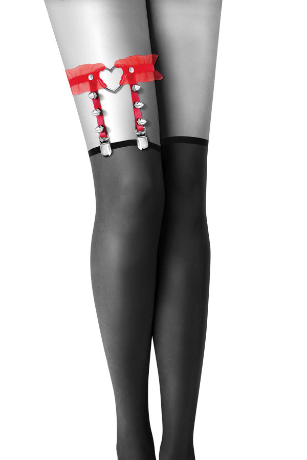 Jarretières érotique ajustable avec coeur rouge