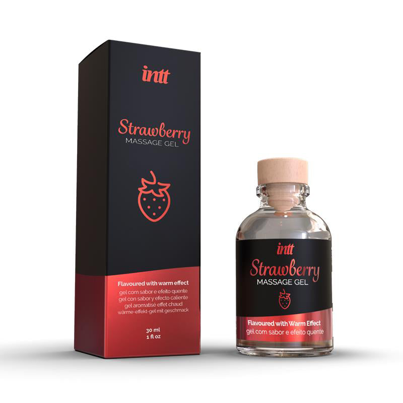 Gel de massage aromatisé et comestible effet chauffant à la fraise