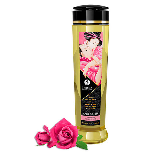 Huile de massage érotique  pétales de rose (240ml) (APHRODISIA)